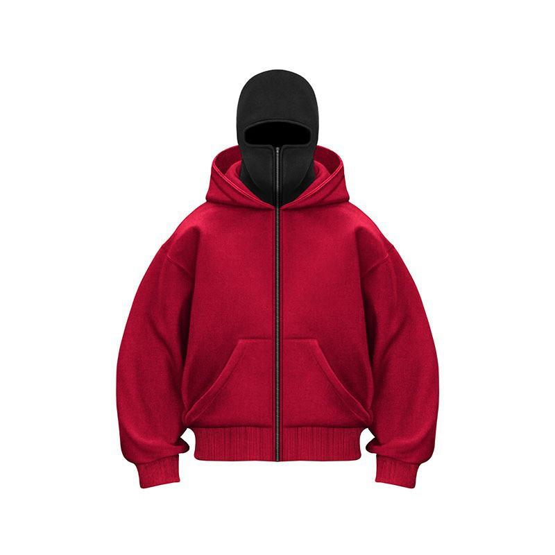 Unisex Oversized Zip-Up Hooded Sweatshirt Winter Warm Fleece Lined Casual Streetwear Korean Style