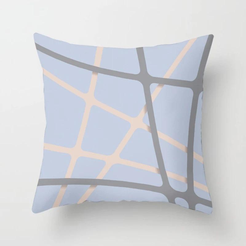 

Наволочка с синим геометрическим узором для украшения интерьера, офиса, гостиной, дома 40x40cm