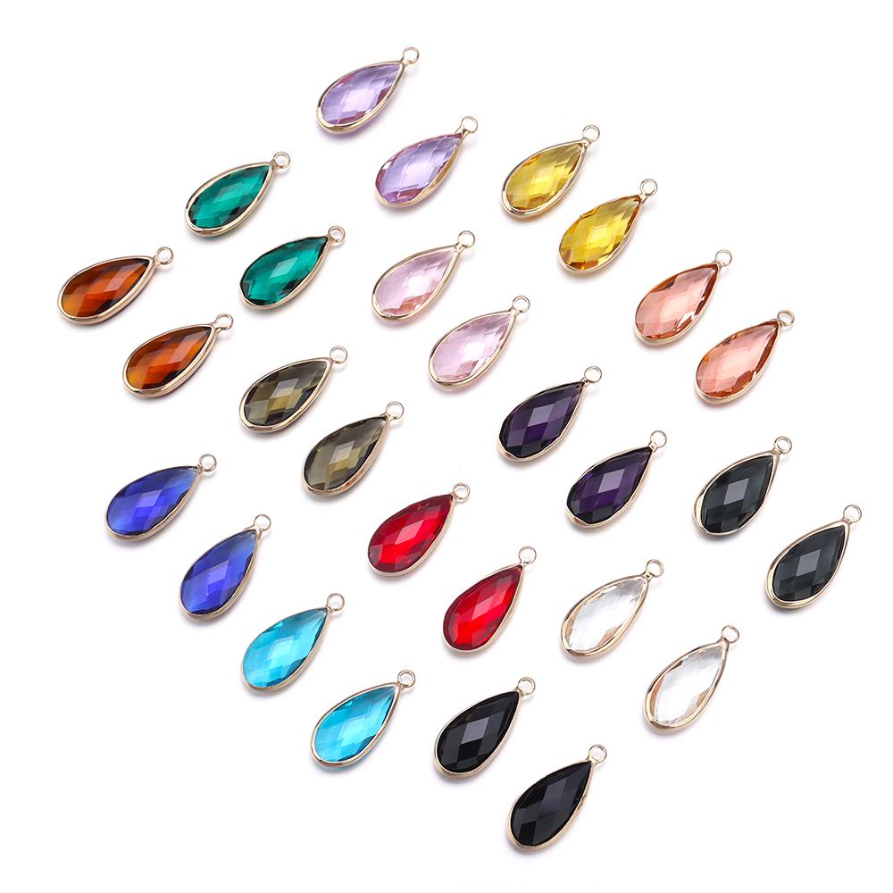 5pcs/pack Glass Edging Pendant Colorful Drop Shaped Charms for Jewelry Making DIY Necklace Bracelet Earring Findings