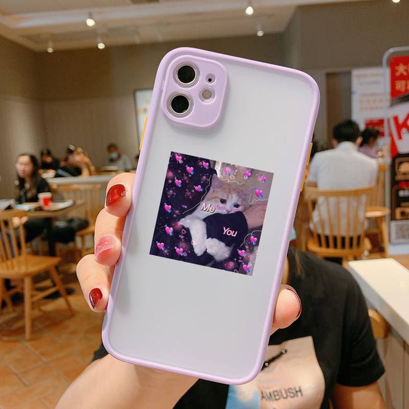 Super cute cats dogs Bumper Phone Case For iphone12 11 Pro Max X XS Max XR 7 8 Plus 12mini Translucent Matte Shockproof Cover