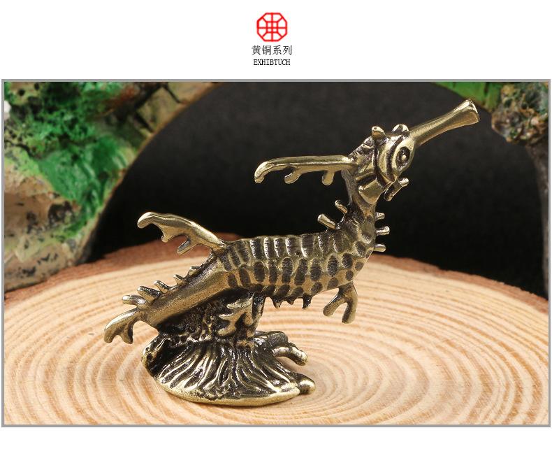 Antique Marine Animals Seahorse Brass Ornaments Garden Miniatures Hippocampus Tea Pet Desktop Decorations Collectible Souvenirs
