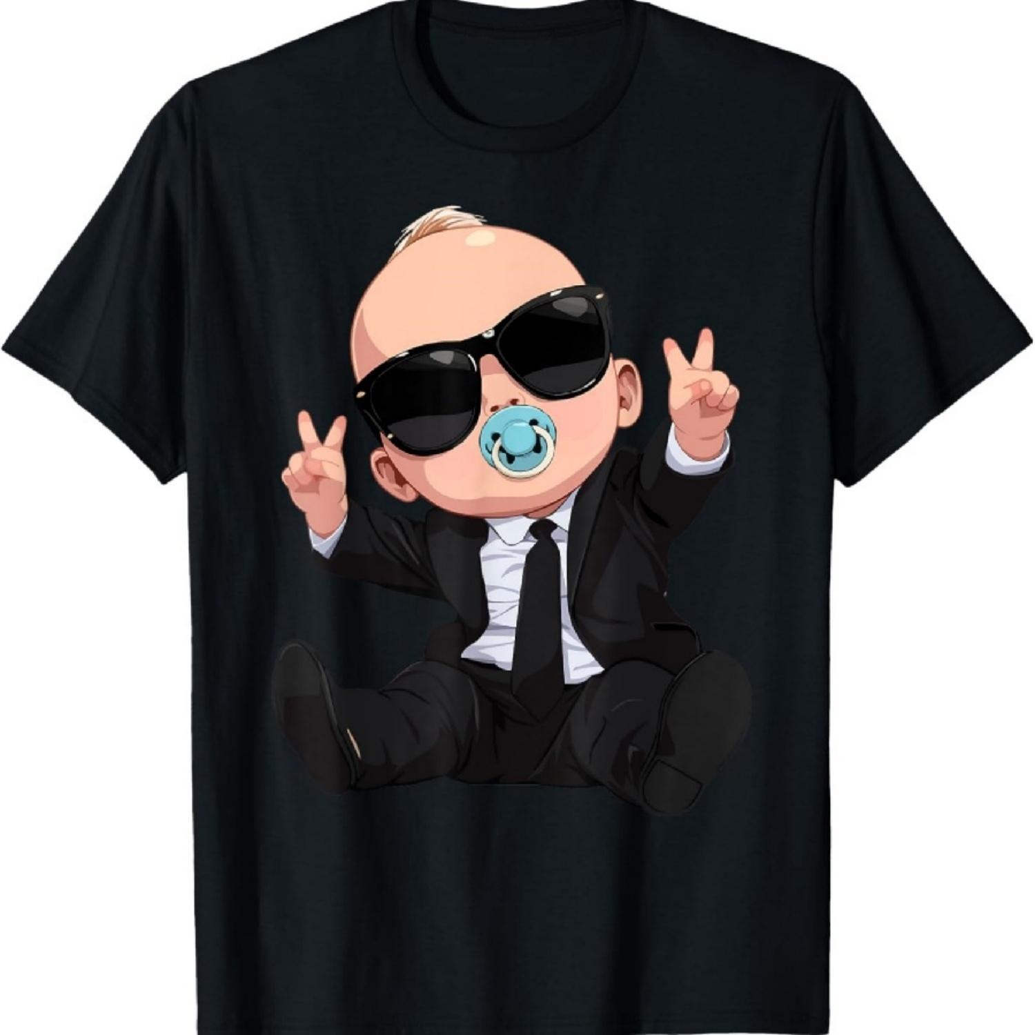 

Подарок на день рождения ребенка Мальчик Девочка Малыш Как босс Детская футболка S чёрный