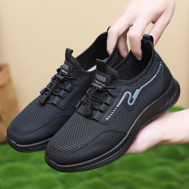 

Summer new old Beijing cloth shoes men s mesh shoes breathable mesh work dad shoes sports casual non-slip walking shoes 44 чорний