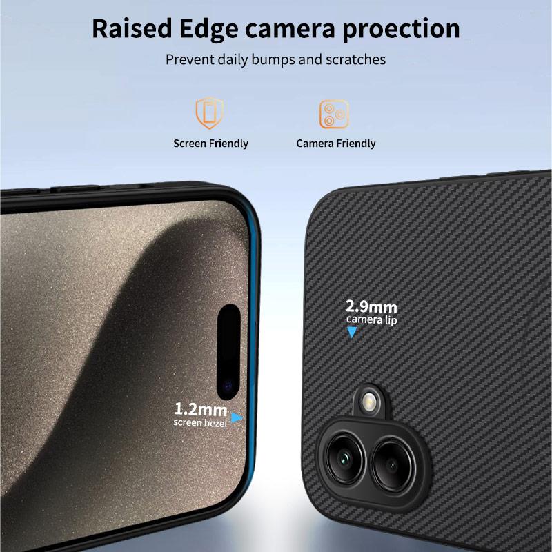 For Samsung Galaxy A06 5G Magnetic Case WANLONFENG TQ1 Series Carbon Fiber Texture PC TPU Phone Cover with 2Pcs Screen Films