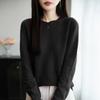 Nuevo Suéter de Punto de Cuello Redondo de Otoño e Invierno para Mujer Jersey Holgado de Manga Larga Capa Base Casual y Sencillo
