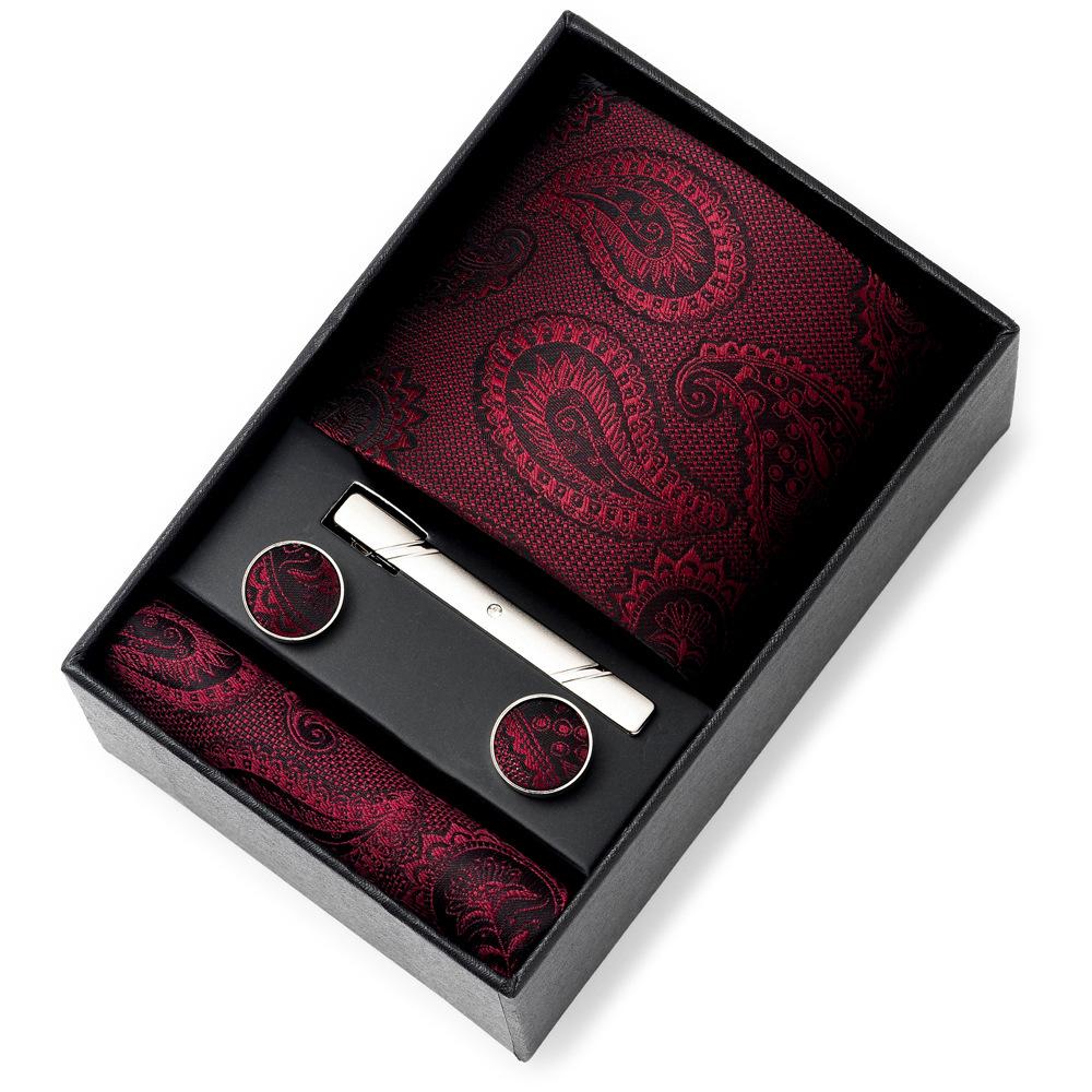 Men'S Tie Net Color Striped Jacquard Yarn Business Professional Tie Set Men'S Gift Box