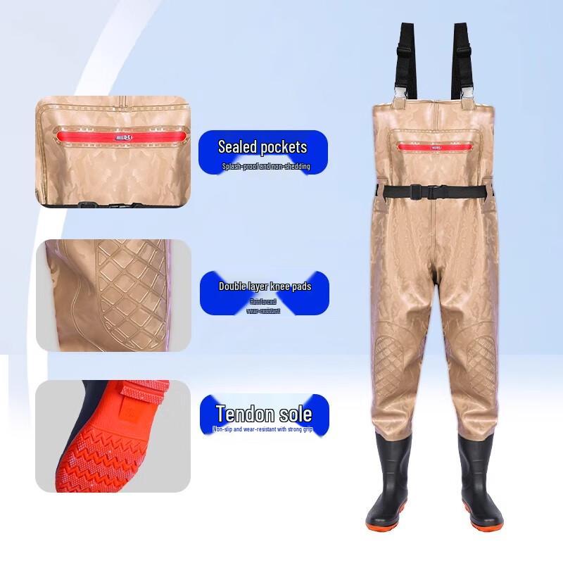 Macacão Impermeável de Peça Única com Botas de Chuva para Homem