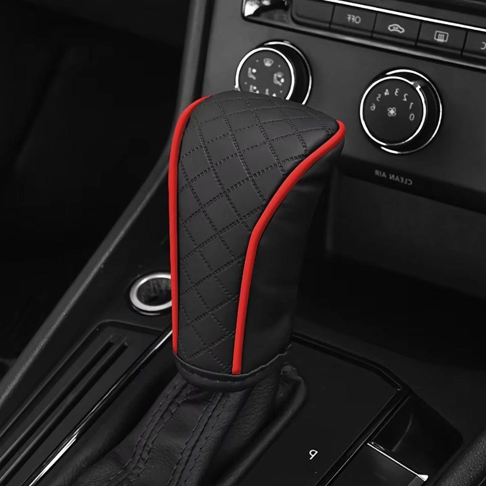 Universal Perforated Breathable Cowhide Gear Shift Cover for Automotive Products Carbon Fiber Patterned Leather Gear Shift Cover