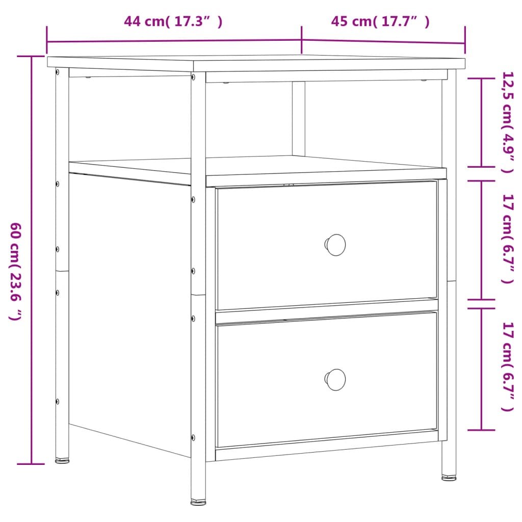 Nightstands 2 Pcs. Sonoma Oak 44 X 45 X 60 Cm Particleboard