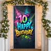 10. Geburtstag Kulisse Metallischer Glanz Schriftzug Geburtstagsfeier Banner Geburtstags Dekoration Graffiti