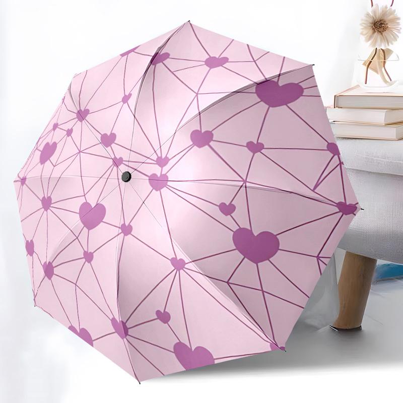 

1pc Heart Network Pattern Automatic Umbrella - Automatic Opening And Closing, Sturdy Iron Frame, Formal Occasions yy251018140