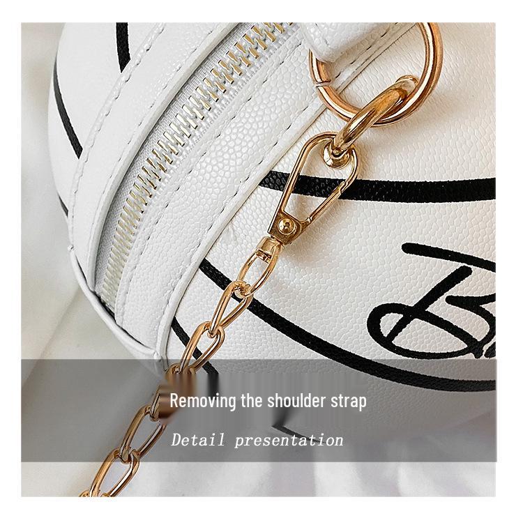 Dámská podzimní/zimní řetízková kulatá crossbody kabelka - Basketbalový/módní design