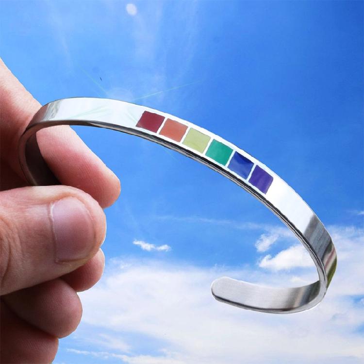 LGBTQ Cuff Bangle Bracelets Stainless Steel Rainbow Lovers Bracelets for Unisex