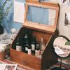 35*27*23cm1pc Vintage Women's Jewelry Wood Drawer Storage Box with Glass lid,Nordic Retro Style Dust-proof Sorting Makeup Cabinets.