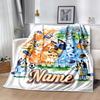 Soccer Fun Bluey Customize Text Blanket Throw Customizable Blanket Soft & Cozy Suitable for Bed Home Decor Couch Office Ideal for All Seasons