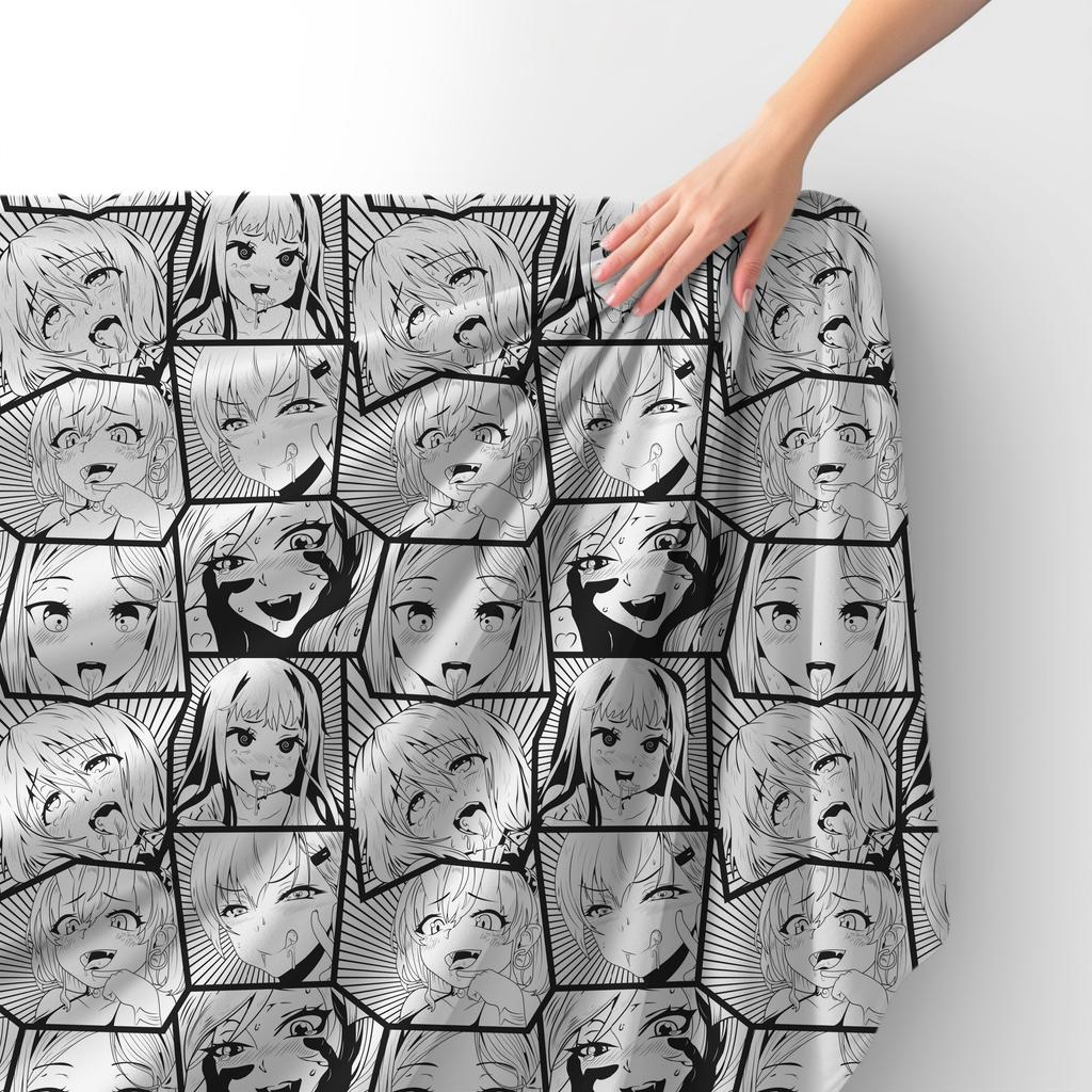 Royal Samt Stoff Polyester Zum Nähen - Motiv Ahegao Manga