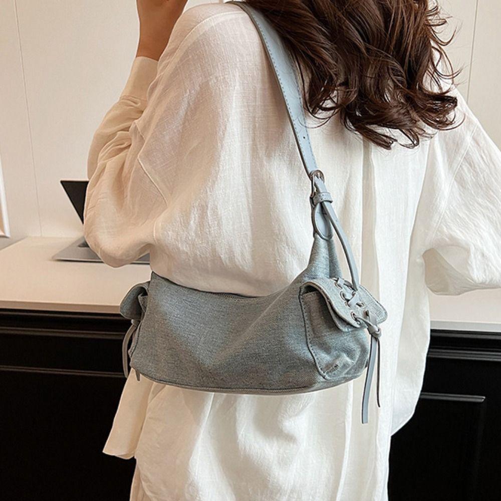 Retro Y2K Armpit Bag Large Capacity Pillow Handbag Temperament Hobo Bag  Women