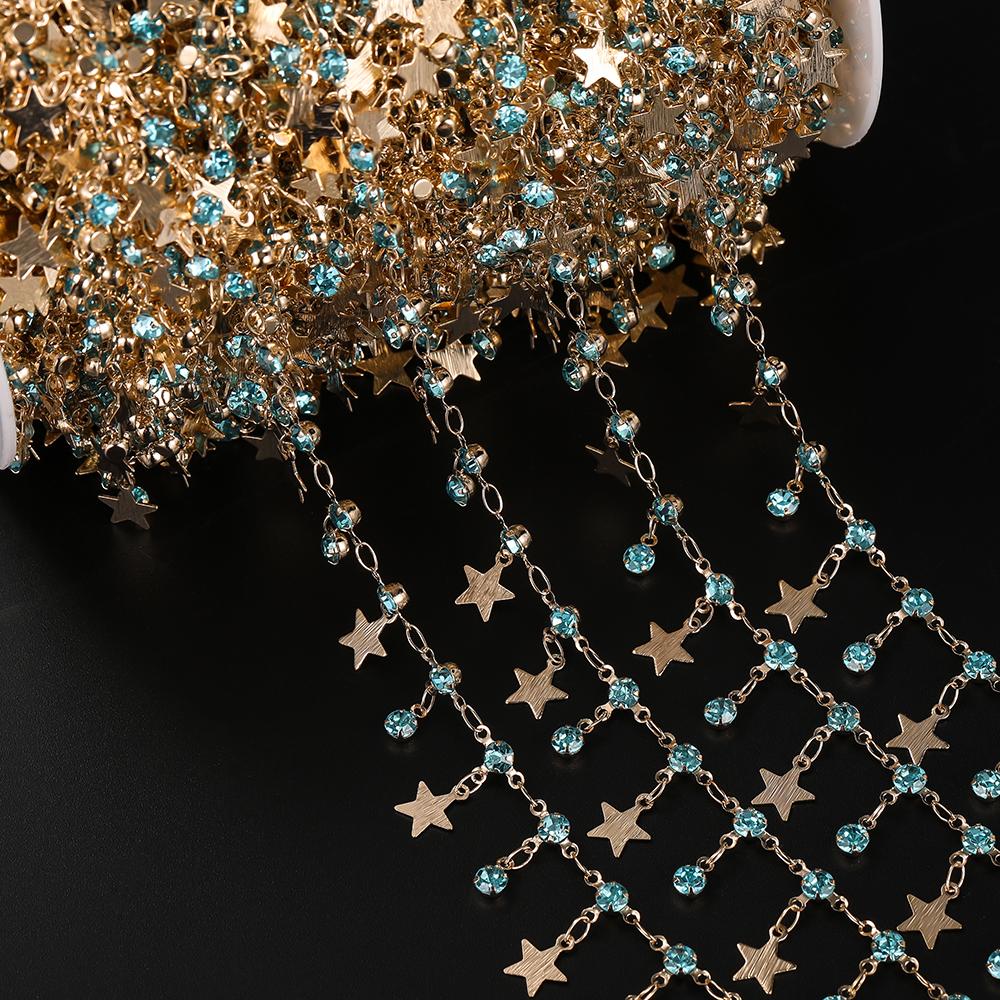 1Meter Star Chains Micro Inlay Crystal Stars Copper Chains for Handmade Bracelet Necklace Supplies DIY Jewelry Making Components