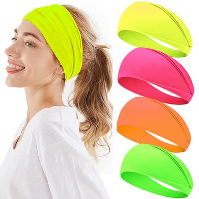 Fluoreszierendes Sportstirnband Yoga Schweißabsorbierendes Haarband Breites Elastisches Stirnband