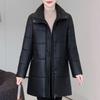 Middle Age Woman Winter Long Faux Sheepskin Coats Elegant Thick Warm Winter Parkas Female Leather Jacket