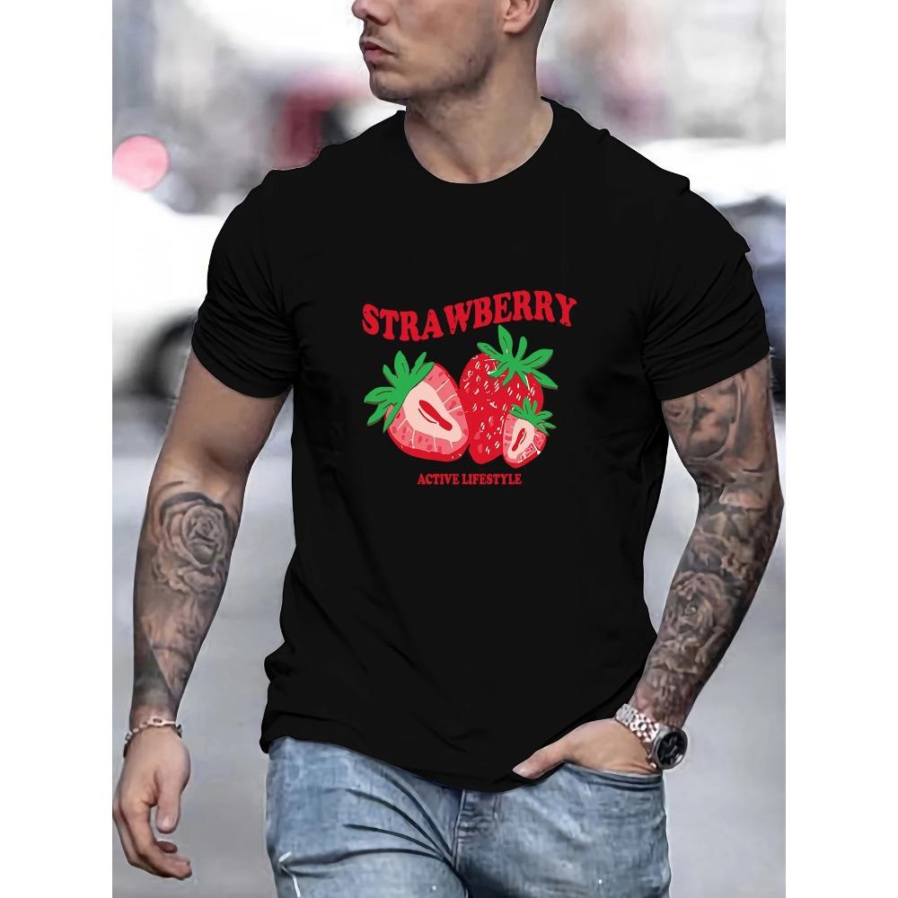 Print Mens T-Shirt Summer Breathable Casual T Shirts Trendy Crewneck New Tee Top Loose All-Match Man Streetwear