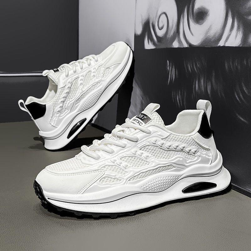 Summer Men's Shoes New Breathable Mesh Little White Shoes Men's Trend Versatile Platform Sports Shoes Casual Dad Trendy Shoes
