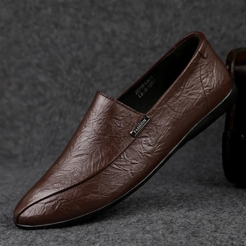 Genuine Leather Men Casual Shoes Luxury Brand Mens Loafers Moccasins Breathable Slip on Italian Driving Shoes Business British