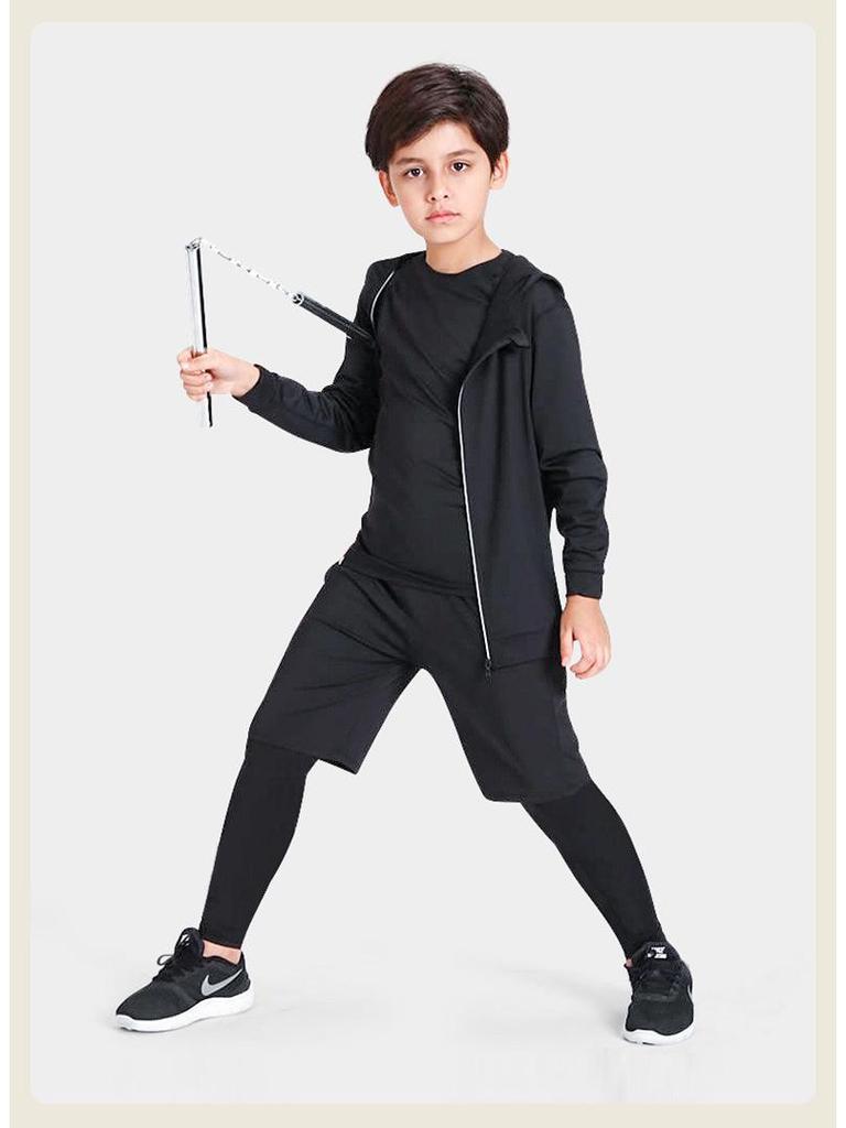 Kids' Sports & Fitness Set: Quick-Dry Basketball, Soccer, Outdoor Training Base Layer & Warm Tight-Fit Suit for Boys
