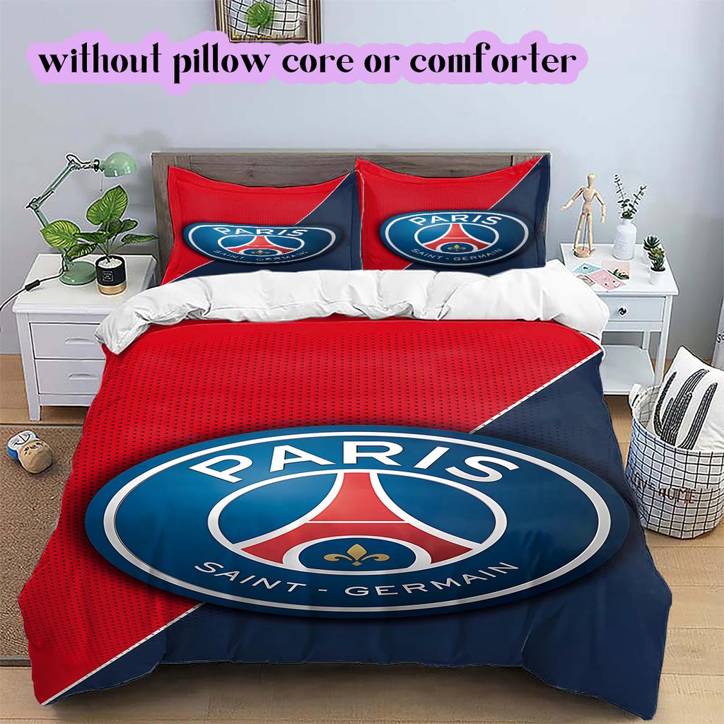 Football Red Blue Pattern Bedding Quilt Set Quilt Cover Pillowcase Home Decoration Birthday Gift (1 * duvet cover + 2 * pillowcase, without core)