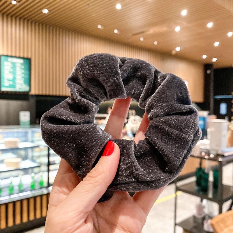 French Retro Gold Velvet Plush Hair Ring for Autumn/Winter