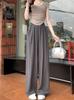 Women's White Ice Silk Wide-Leg Summer Pants - Lightweight, Loose, and Casual Fit