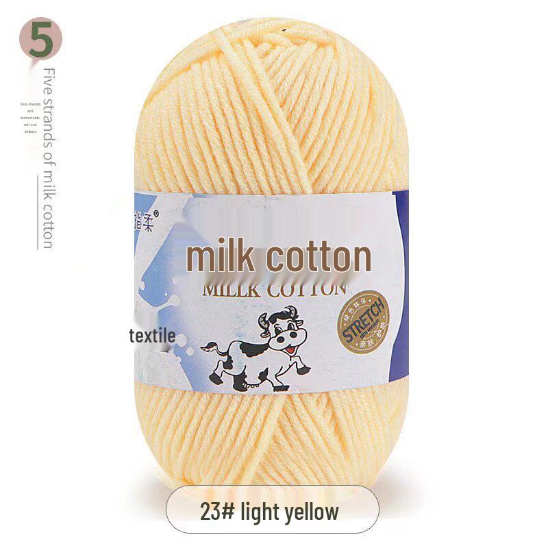 Five-Strand Milk Cotton Yarn for Crochet: Medium-Thick, Hand-Knitted DIY Kit for Dolls, Shoes, Scarves.
