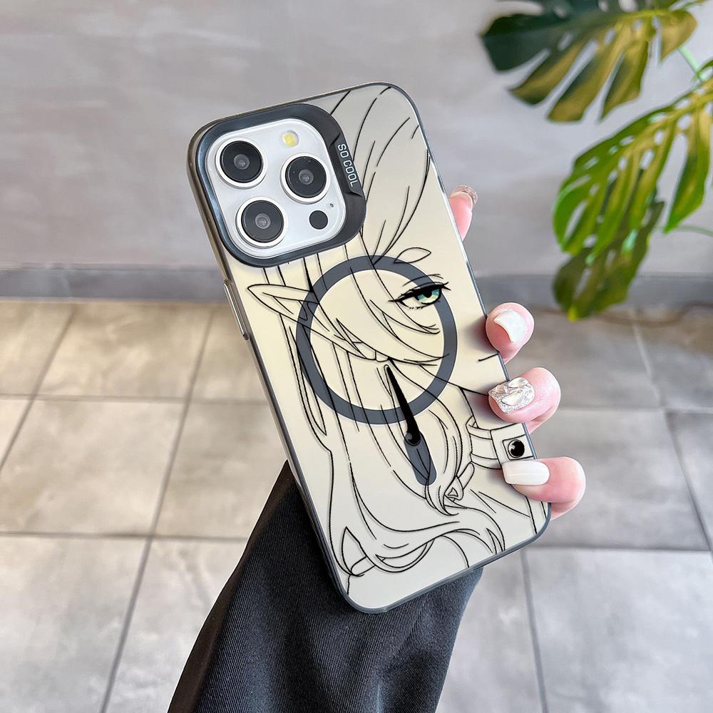 

Hot Japan Sketch Comics Frieren Magsafe Magnetic Case for iPhone 11 12 13 14 15 16 Pro Max Plus Soft Silver Plated Anti Cover iPhone 14 Pro