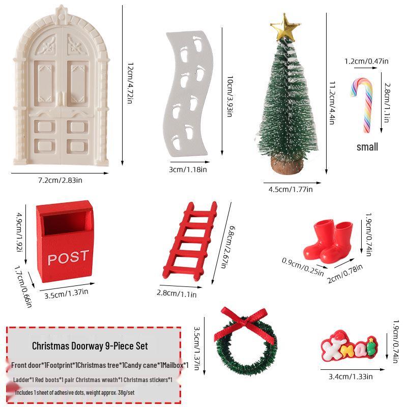 Dollhouse Christmas Doorway Accessories: Miniature Ornaments & Background Decorations