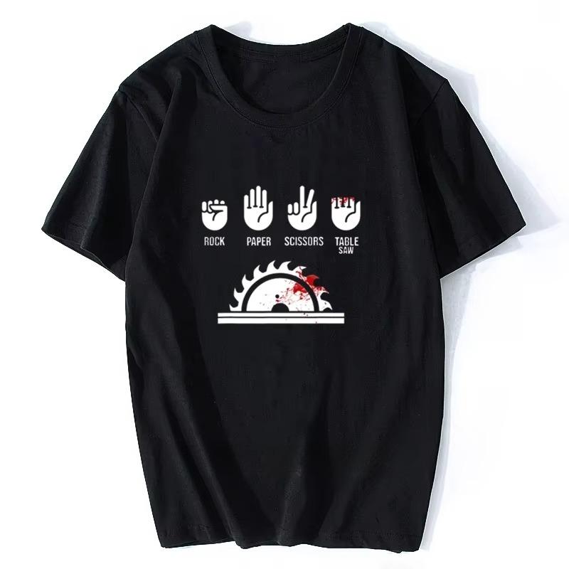 2025 новая Мужская Футболка Камень Ножницы Столярная Пила Смешная Мужская Хлопковая Футболка с Круглым Вырезом Хип-Хоп Футболки Топы Уличная Одежда Харадзюку S