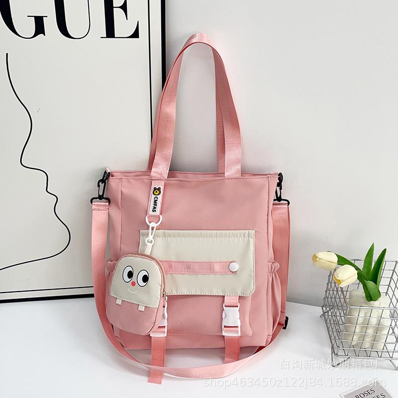 Canvas bag niche design student tote bag junior high school student tutoring class messenger bag large capacity women's shoulder bag