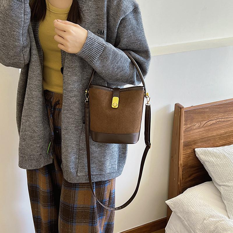 Trendy Street Style Pu Bucket Bag For Women 2023 Winter New Fashion Handbag