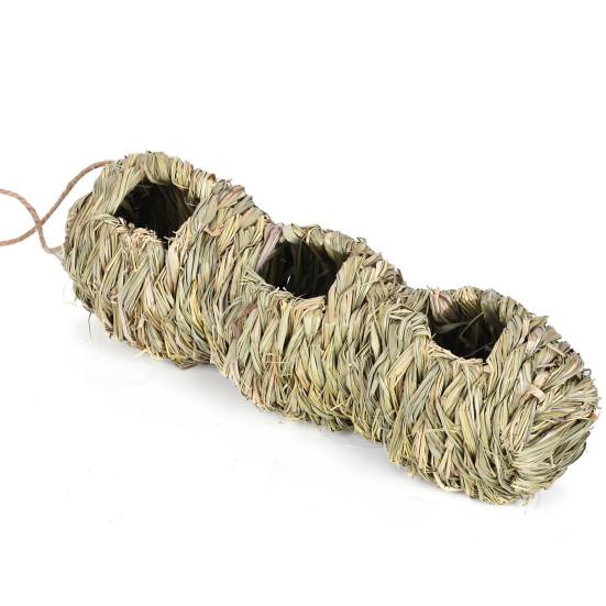 Yousheng Bird Nest 3 Holes Windproof Portable Natural Woven Hanging Bird House Bird Supplies