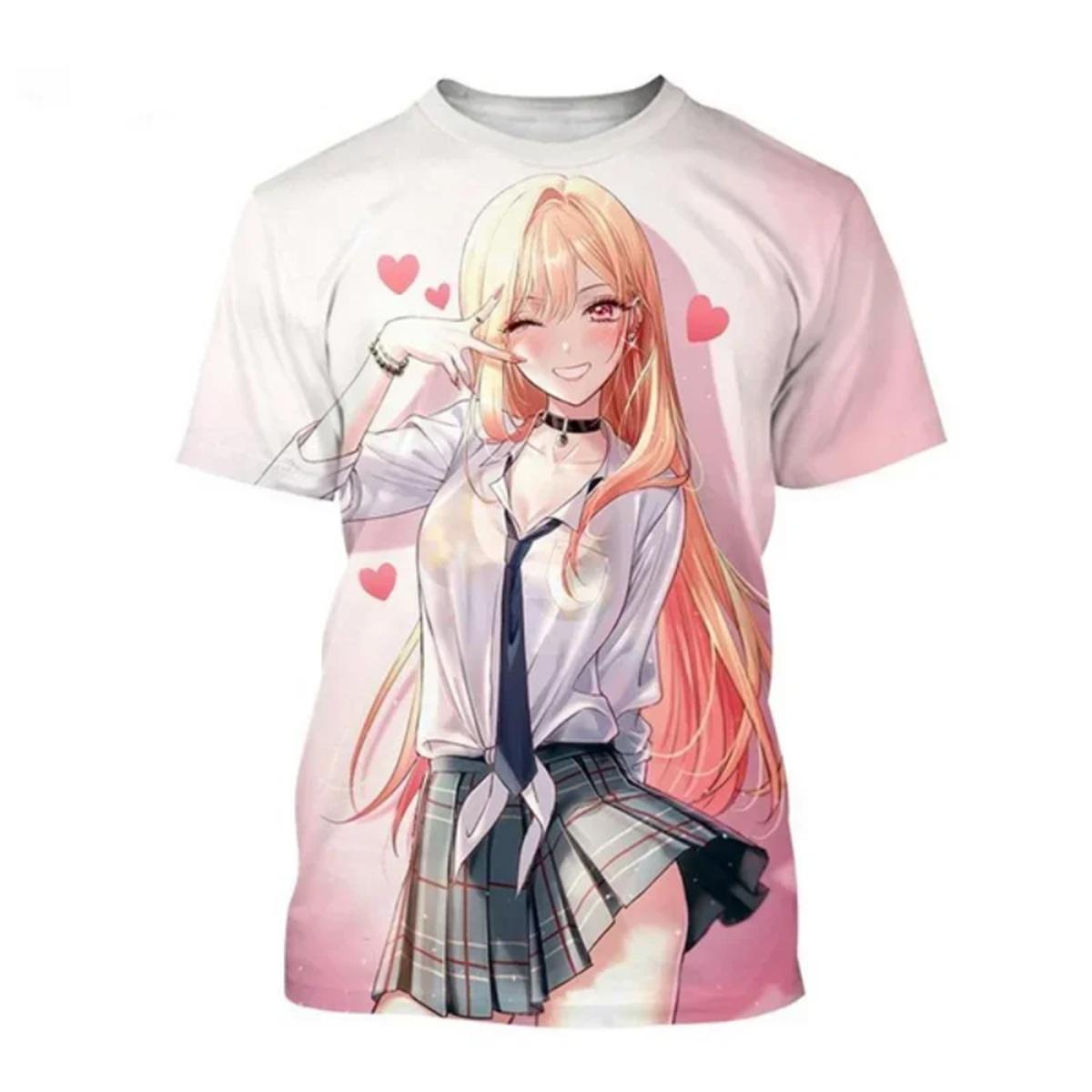 Trendy Men s 3D Personalized T-shirt Japanese Kitagawa Shinrikyo Girls  Printed 3D Pattern Breathable Summer Short Sleeve M