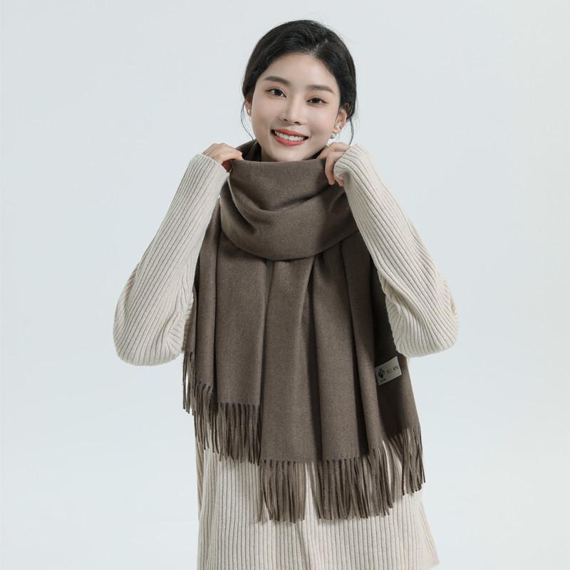 White Cashmere Scarf: Thickened, Solid Color, Versatile for Women & Men, Perfect for Autumn & Winter