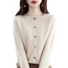 2026 Autumn/Winter Women's Seamless Cashmere Crew Neck Sweater - High-end Pure Wool Knitted Cardigan