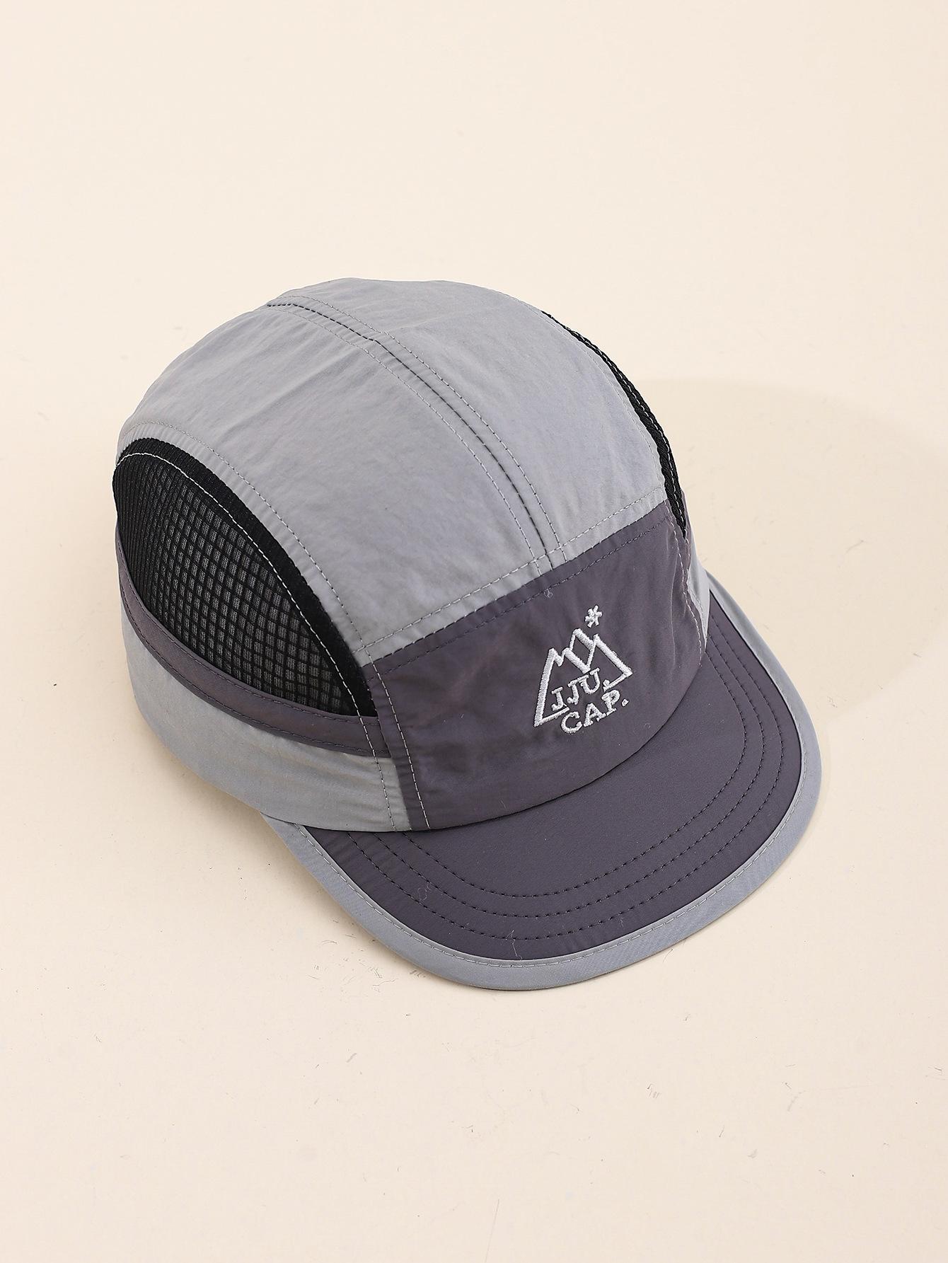 

New Color Block Short Brim Baseball Cap with Mountain & Letter Prints Quick-Dry Unisex Outdoor Sun Protection Hat Perfect for Adjustable чёрный