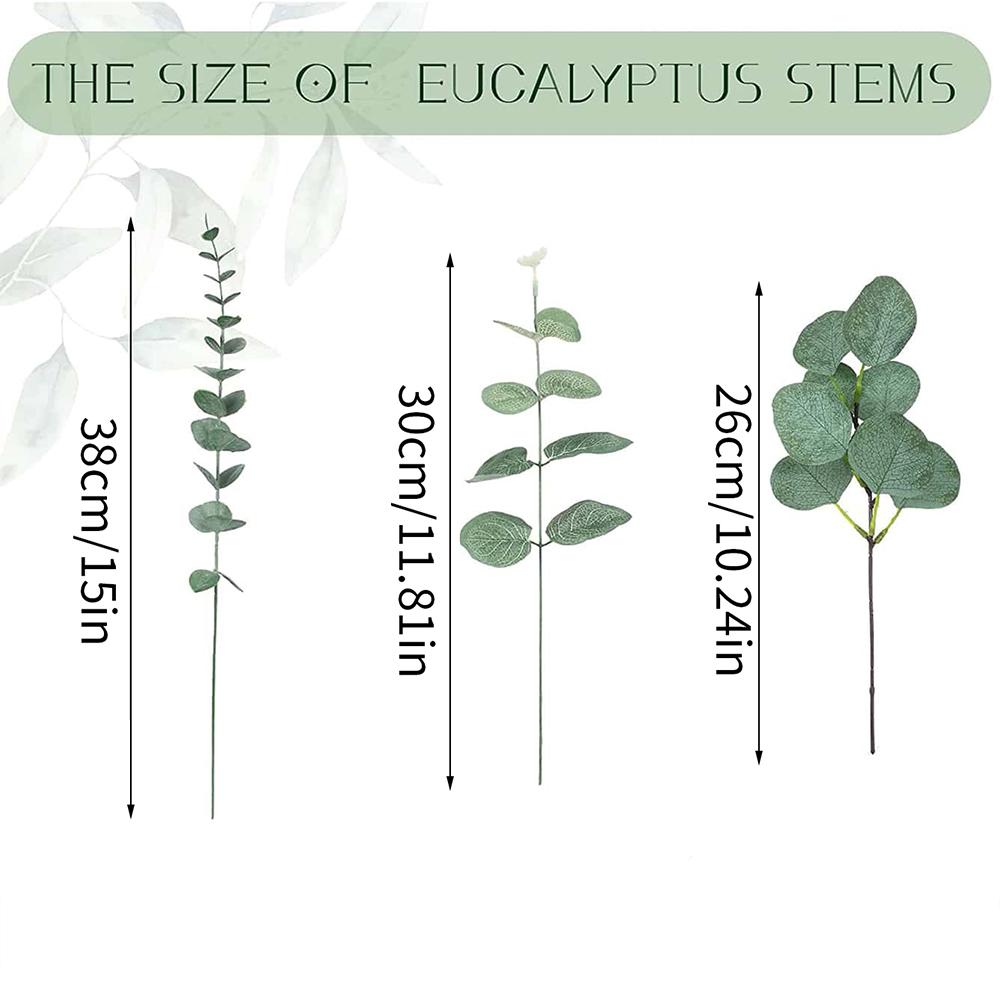 30/60/120Pcs Artificial Eucalyptus Leaves Stems Bulk 3 Kinds Mixed Silver Dollar Eucalyptus Bouquets Floral Wedding Home Decor
