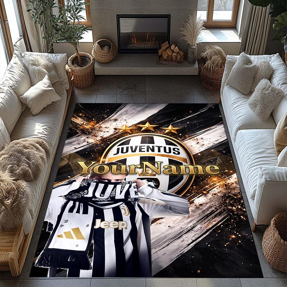 Juventus Customized Name Carpet Suitable for Balcony Study Room Playrooms Dormitory Anti-slip Rug Office Home Decor Birthday/Christmas Gift
