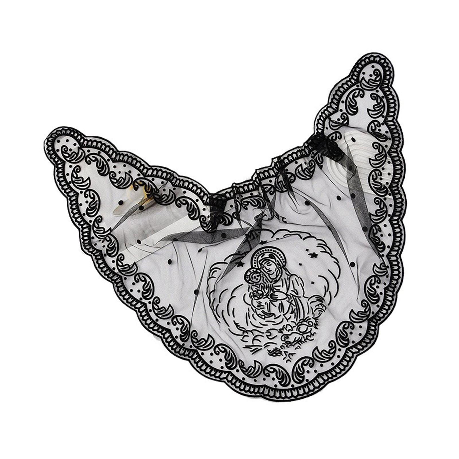 

Шаль «Мадонна» Удобная и дышащая треугольная шаль «Дева Мария» для набожных верующих и стильных энтузиастов чёрный