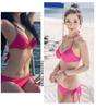 Rose Red Three-Piece Swimsuit Bikini with Underwire for Small Chest