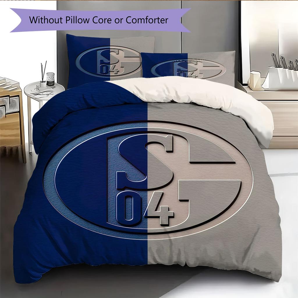 Set Copripiumino Trapuntato con Logo Schalke Federa Decorazione per la Casa Regalo di Compleanno (1 * copripiumino + 2 * federa, senza nucleo)