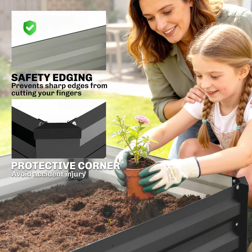Raised garden bed, herb garden, weatherproof, open bottom, 100 x 60 x 30 cm, dark gray