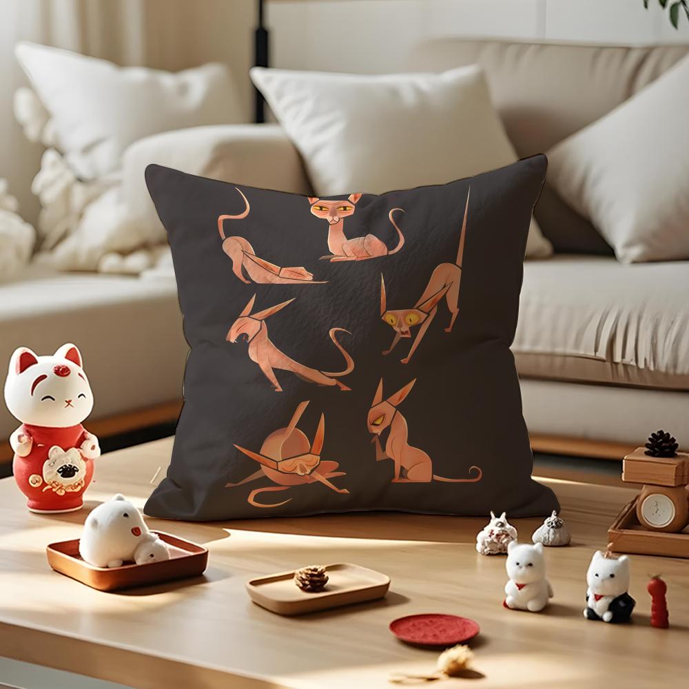 Sphynx Cat Cushion Cover Anti-dustmite Pillowcase Invisible Zipper Silky Short Plush Sofa Cushion Cover
