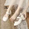 High-heeled Mary Jane Women's Shoes New Small Thick-soled Small Leather Shoes with Skirt Bow Pearl Single Shoes